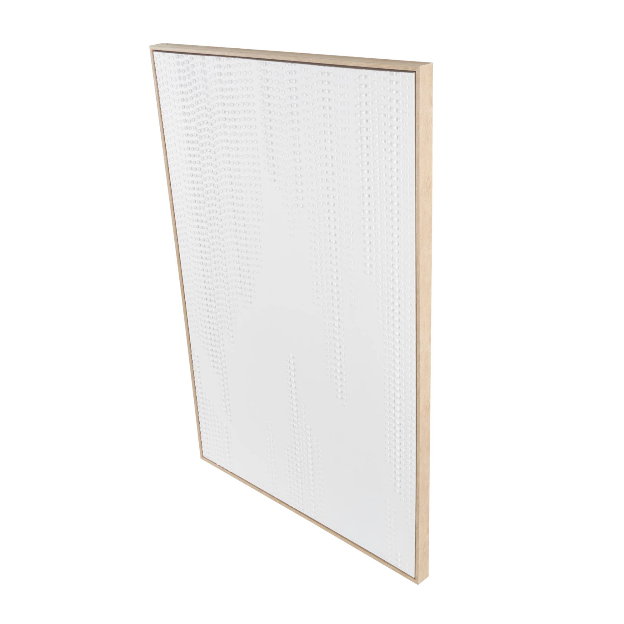 White wooden abstract dimensional dot home wall décor with brown wooden frame